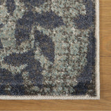 4' X 6' Teal And Gray Damask Distressed Stain Resistant Area Rug