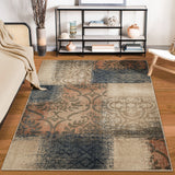 5' X 8' Ivory Light Blue Abstract Stain Resistant Area Rug