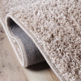 8' Beige Shag Stain Resistant Runner Rug