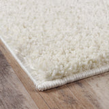 8' Ivory Shag Stain Resistant Runner Rug