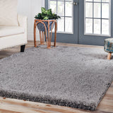 4' X 6' Blue Shag Stain Resistant Area Rug