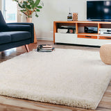 4' X 6' Ivory Shag Stain Resistant Area Rug