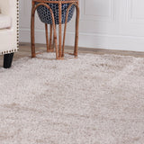 4' X 6' Taupe Shag Stain Resistant Area Rug