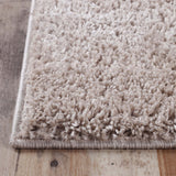 5' X 8' Beige Shag Stain Resistant Area Rug