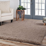 5' X 8' Silver Shag Stain Resistant Area Rug