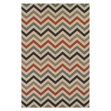 8' X 10' Stone Chevron Power Loom Stain Resistant Area Rug With Fringe