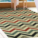 8' X 10' Stone Chevron Power Loom Stain Resistant Area Rug With Fringe