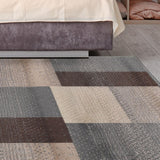 11' Grey Patchwork Power Loom Stain Resistant Runner Rug