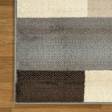 5' X 8' Grey-Brown Patchwork Power Loom Stain Resistant Area Rug