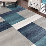 5' X 8' Grey-Brown Patchwork Power Loom Stain Resistant Area Rug