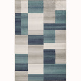 5' X 8' Teal And Gray Patchwork Power Loom Stain Resistant Area Rug