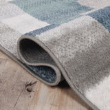 5' X 8' Teal And Gray Patchwork Power Loom Stain Resistant Area Rug