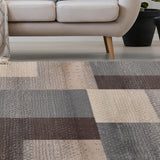 6' X 9' Grey Patchwork Power Loom Stain Resistant Area Rug