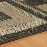 2' X 3' Color Block Beige And Teal Checkered Stain Resistant Area Rug