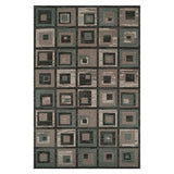 8' X 10' Color Block Beige And Teal Checkered Stain Resistant Area Rug