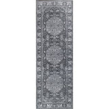 7' Brown Medallion Stain Resistant Runner Rug