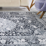 5' X 8' Charcoal Medallion Stain Resistant Area Rug