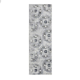 8' Silver And Gray Geometric Medallion Stain Resistant Runner Rug