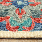 8' Blue And Rust Wool Geometric Tufted Stain Resistant Runner Rug