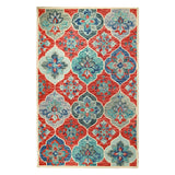 8' X 10' Blue And Rust Wool Geometric Tufted Stain Resistant Area Rug