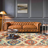 8' X 10' Blue And Rust Wool Geometric Tufted Stain Resistant Area Rug