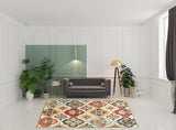 8' X 10' Cream And Rust Wool Geometric Tufted Stain Resistant Area Rug