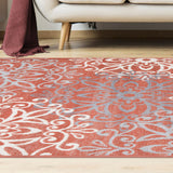 4' X 6' Ginger And Gray Medallion Power Loom Stain Resistant Area Rug