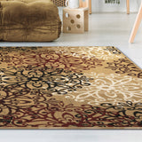 4' X 6' Ginger And Gray Medallion Power Loom Stain Resistant Area Rug