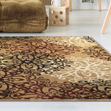 5' X 8' Ginger And Gray Medallion Power Loom Stain Resistant Area Rug