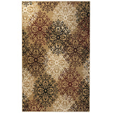 5' X 8' Gold And Gray Medallion Power Loom Stain Resistant Area Rug