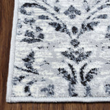 8' Platinum Floral Vines Power Loom Stain Resistant Runner Rug