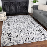 5' X 8' Bronze Floral Vines Power Loom Stain Resistant Area Rug