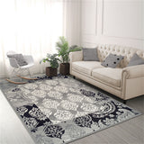 2' X 3' Brown Damask Power Loom Distressed Stain Resistant Area Rug