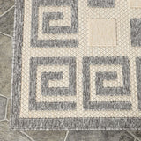 6' X 9' Cream Geometric Stain Resistant Non Skid Indoor Outdoor Area Rug