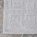 6' X 9' Grey Geometric Stain Resistant Non Skid Indoor Outdoor Area Rug