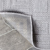 6' X 9' Grey Geometric Stain Resistant Non Skid Indoor Outdoor Area Rug