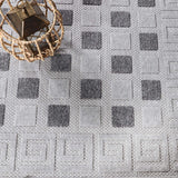 6' X 9' Grey Geometric Stain Resistant Non Skid Indoor Outdoor Area Rug