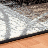 8' Beige And Gray Floral Power Loom Distressed Stain Resistant Runner Rug