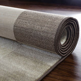 8' Beige Geometric Power Loom Stain Resistant Runner Rug