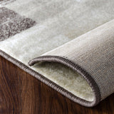 8' Beige Geometric Power Loom Stain Resistant Runner Rug