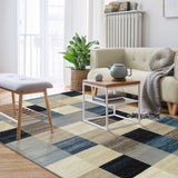 2' X 3' Beige Geometric Power Loom Stain Resistant Area Rug