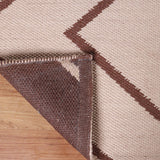 5' X 7' Beige Waves Stain Resistant Indoor Outdoor Area Rug