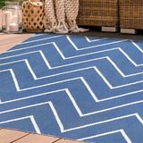 6' X 9' Grey Waves Stain Resistant Indoor Outdoor Area Rug