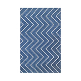 6' X 9' Navy Blue Waves Stain Resistant Indoor Outdoor Area Rug