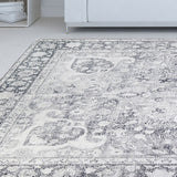 4' X 6' Charcoal Medallion Power Loom Stain Resistant Area Rug