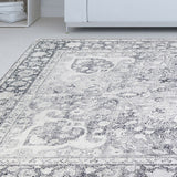 6' X 9' Charcoal Medallion Power Loom Stain Resistant Area Rug