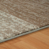 10' Light Blue-Beige Patchwork Power Loom Stain Resistant Runner Rug