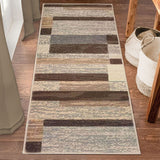 11' Slate Patchwork Power Loom Stain Resistant Runner Rug