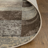 5' Round Slate Round Patchwork Power Loom Stain Resistant Area Rug