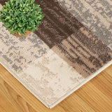 5' Square Slate Square Patchwork Power Loom Stain Resistant Area Rug